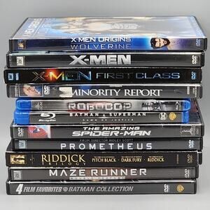 Marvel, DC, Other Science Fiction lot of 17 Movies, 11 Discs DVD & Bluray